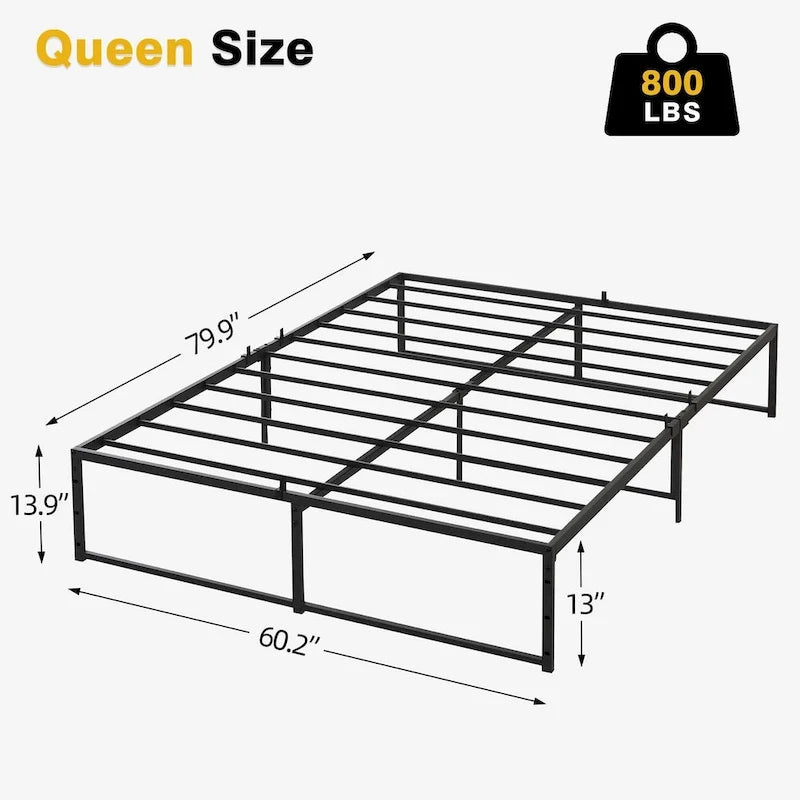 Bed Frame , No Box Spring Needed, with 14 inch Storage, Load Up to 800Lbs