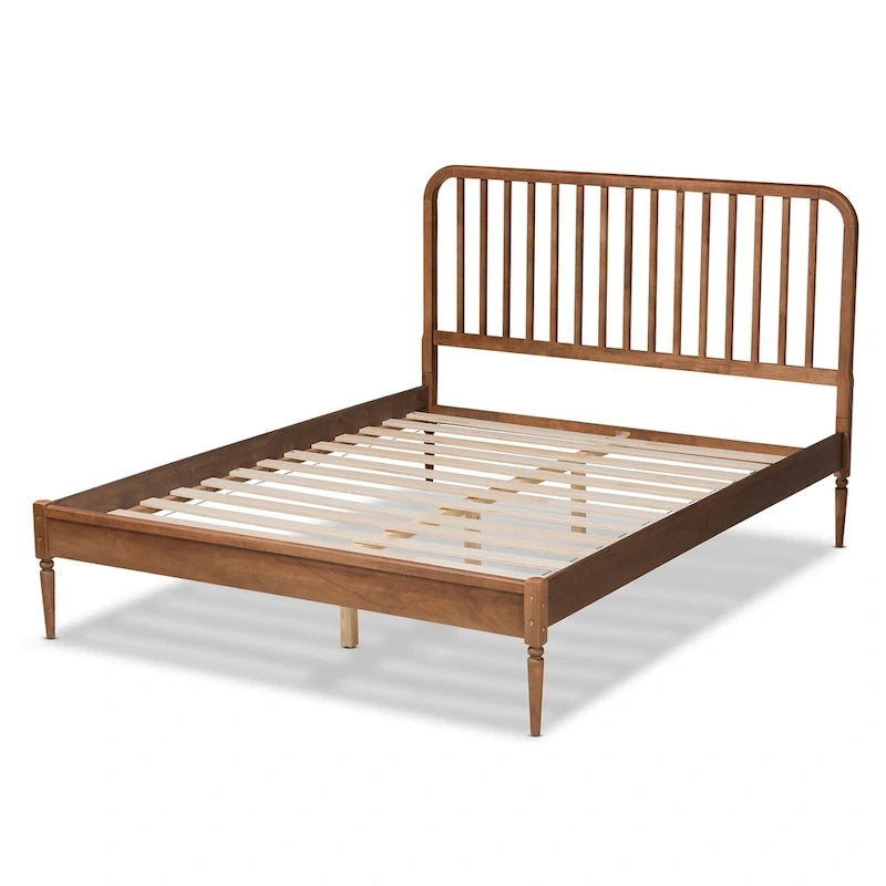 Neilan Modern and Contemporary Walnut Brown Finished Wood Platform Bed