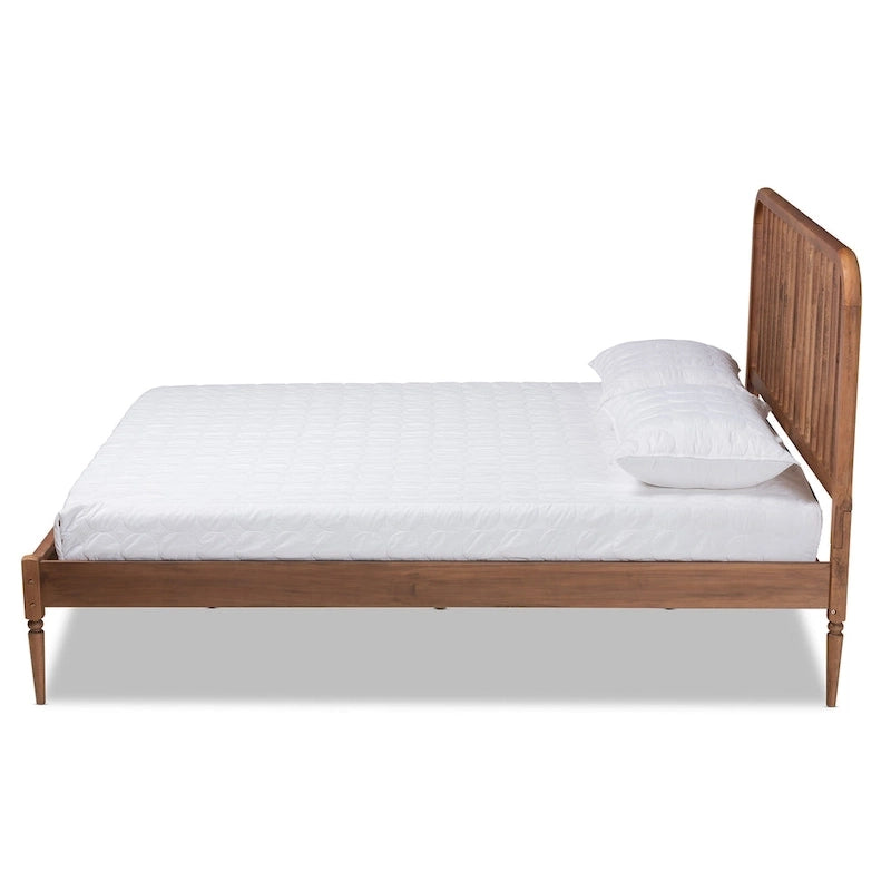 Neilan Modern and Contemporary Walnut Brown Finished Wood Platform Bed