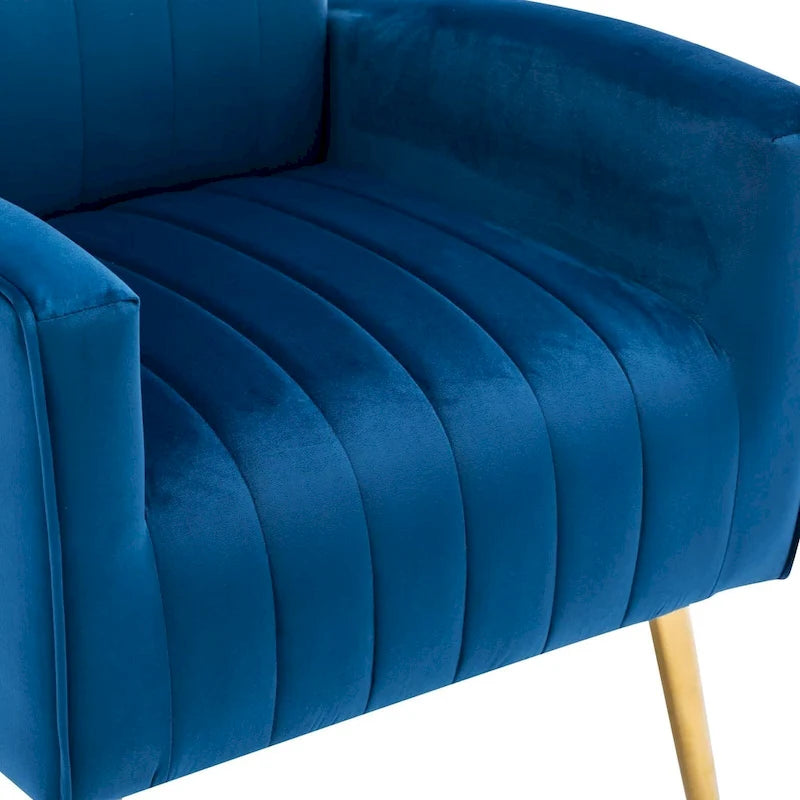 Velvet Comfy Accent Chair Cozy Arm Chair with Wingback and Gold Metal Legs