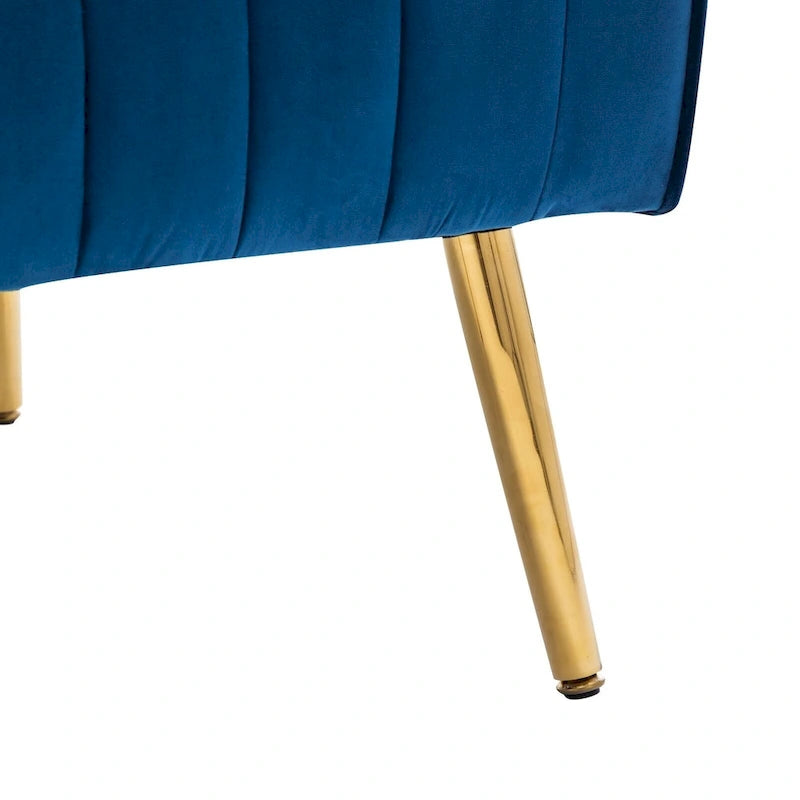Velvet Comfy Accent Chair Cozy Arm Chair with Wingback and Gold Metal Legs