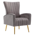 Velvet Comfy Accent Chair Cozy Arm Chair with Wingback and Gold Metal Legs