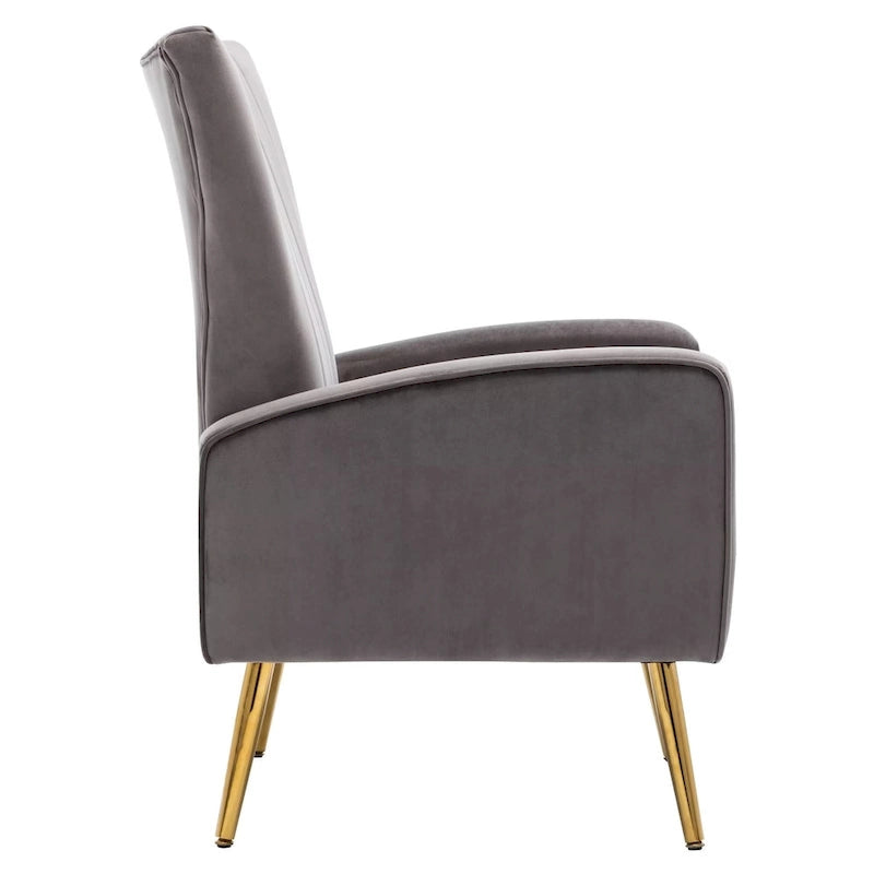Velvet Comfy Accent Chair Cozy Arm Chair with Wingback and Gold Metal Legs
