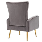 Velvet Comfy Accent Chair Cozy Arm Chair with Wingback and Gold Metal Legs