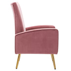 Velvet Comfy Accent Chair Cozy Arm Chair with Wingback and Gold Metal Legs
