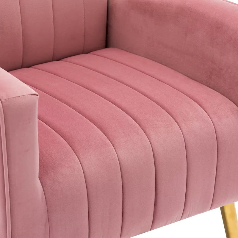 Velvet Comfy Accent Chair Cozy Arm Chair with Wingback and Gold Metal Legs