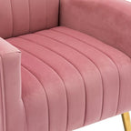 Velvet Comfy Accent Chair Cozy Arm Chair with Wingback and Gold Metal Legs