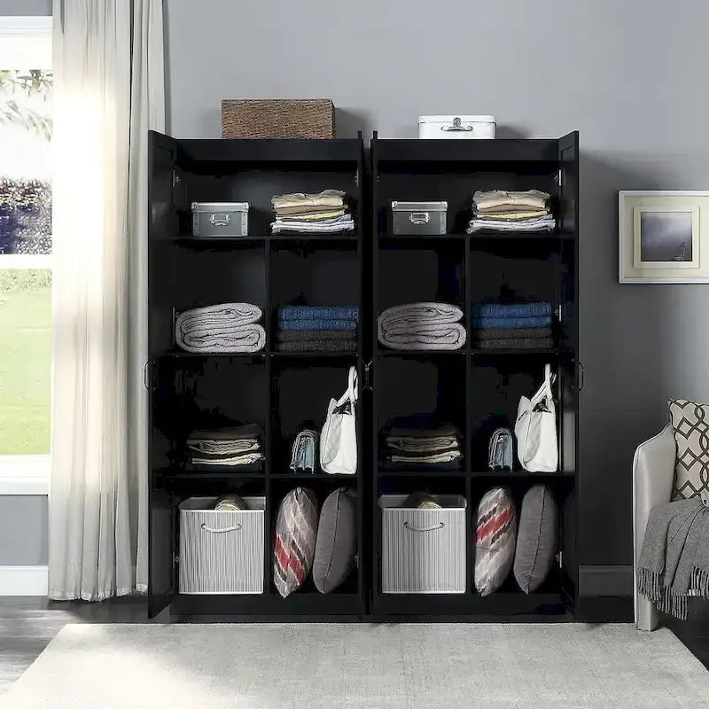 Manhattan Comfort Hopkins Modern 7 Shelf Freestanding Storage Closet Set of 2