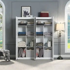 Manhattan Comfort Hopkins Modern 7 Shelf Freestanding Storage Closet Set of 2