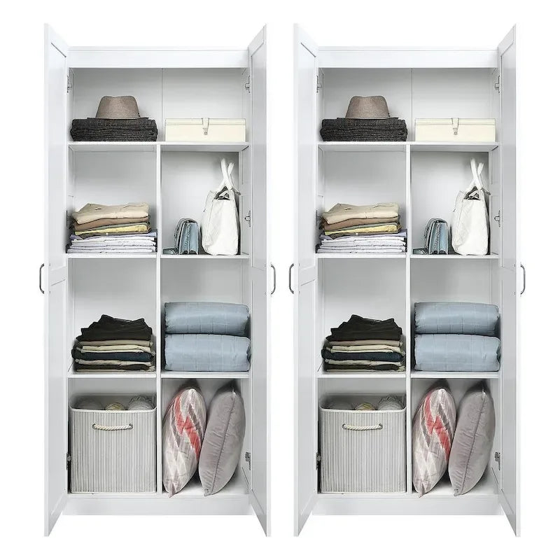 Manhattan Comfort Hopkins Modern 7 Shelf Freestanding Storage Closet Set of 2