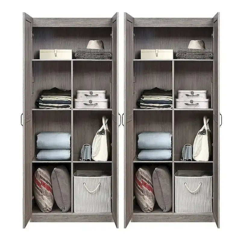 Manhattan Comfort Hopkins Modern 7 Shelf Freestanding Storage Closet Set of 2