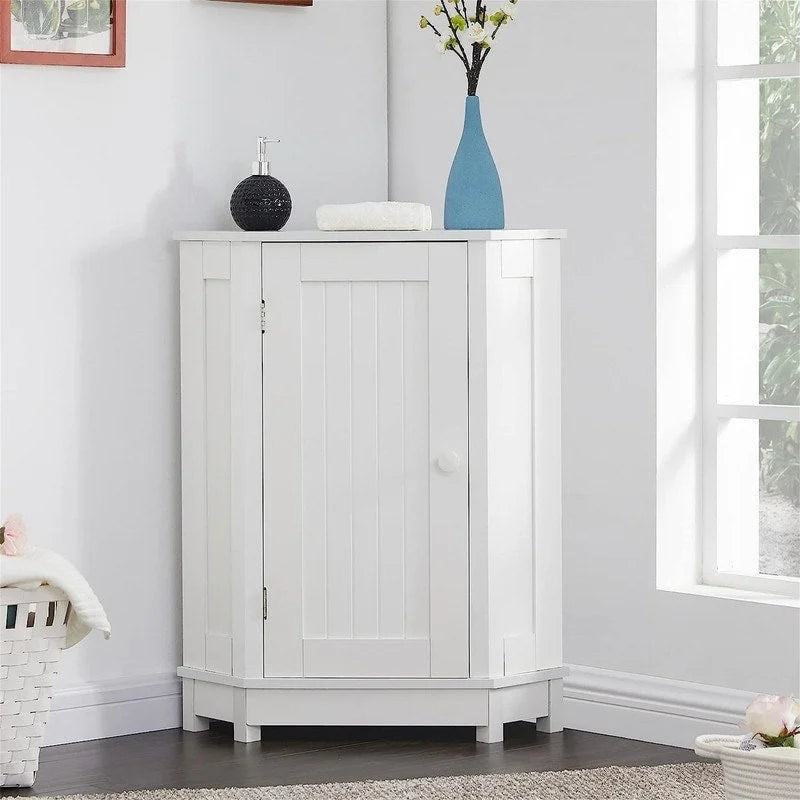 Bathroom Storage Cabinet with Adjustable Shelves,Free Standing Corner Cabinet with Single Door,Freestanding Floor Cabinet