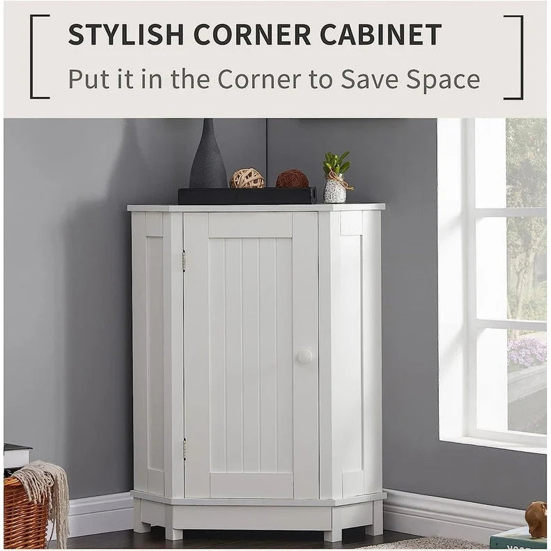 Bathroom Storage Cabinet with Adjustable Shelves,Free Standing Corner Cabinet with Single Door,Freestanding Floor Cabinet