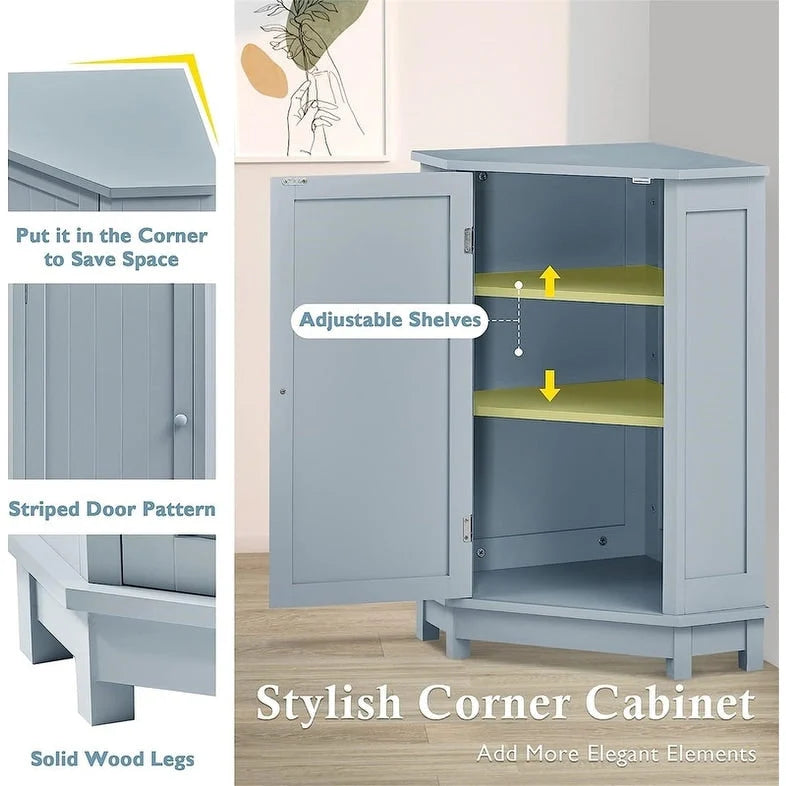 Bathroom Storage Cabinet with Adjustable Shelves,Free Standing Corner Cabinet with Single Door,Freestanding Floor Cabinet