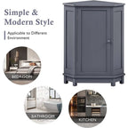 Bathroom Storage Cabinet with Adjustable Shelves,Free Standing Corner Cabinet with Single Door,Freestanding Floor Cabinet