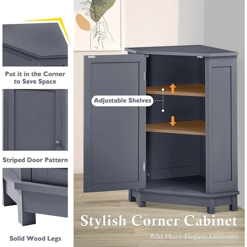 Bathroom Storage Cabinet with Adjustable Shelves,Free Standing Corner Cabinet with Single Door,Freestanding Floor Cabinet