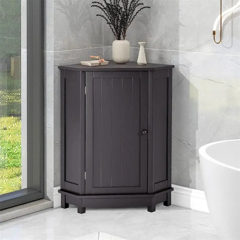 Bathroom Storage Cabinet with Adjustable Shelves,Free Standing Corner Cabinet with Single Door,Freestanding Floor Cabinet