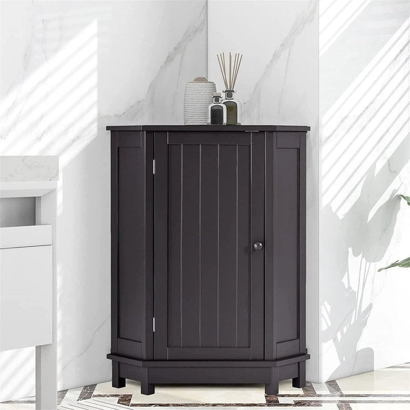 Bathroom Storage Cabinet with Adjustable Shelves,Free Standing Corner Cabinet with Single Door,Freestanding Floor Cabinet