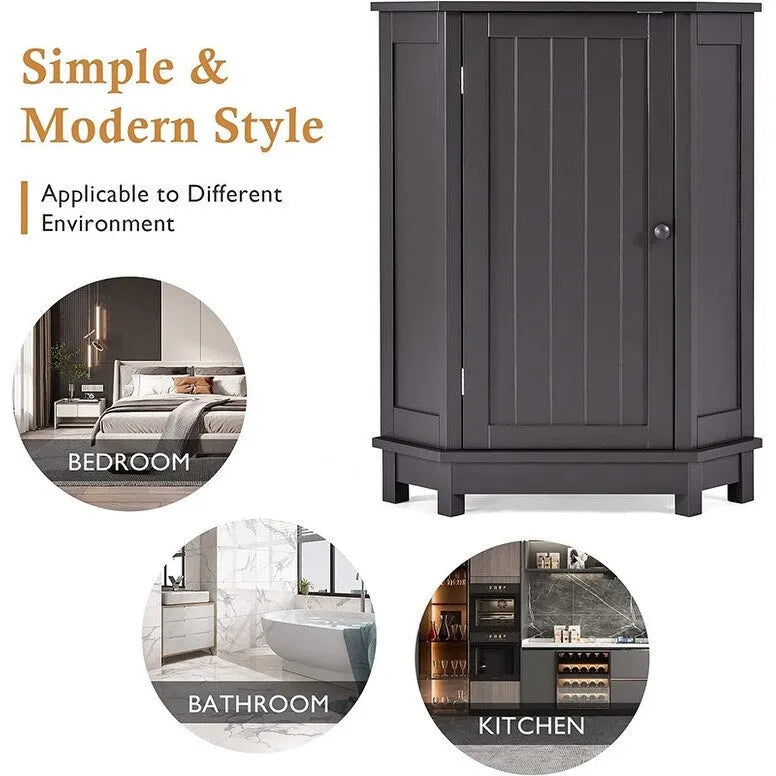 Bathroom Storage Cabinet with Adjustable Shelves,Free Standing Corner Cabinet with Single Door,Freestanding Floor Cabinet