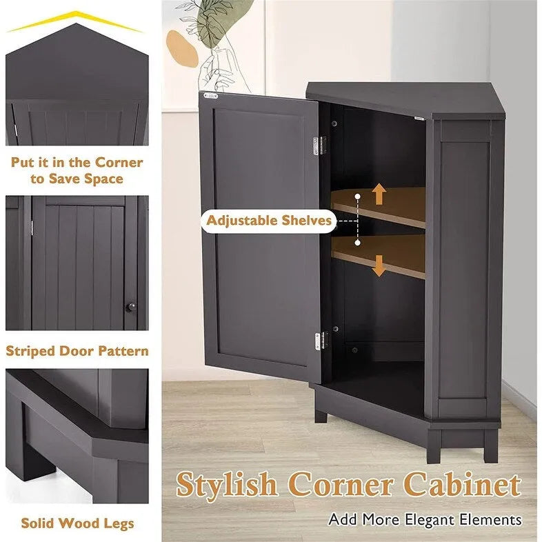 Bathroom Storage Cabinet with Adjustable Shelves,Free Standing Corner Cabinet with Single Door,Freestanding Floor Cabinet