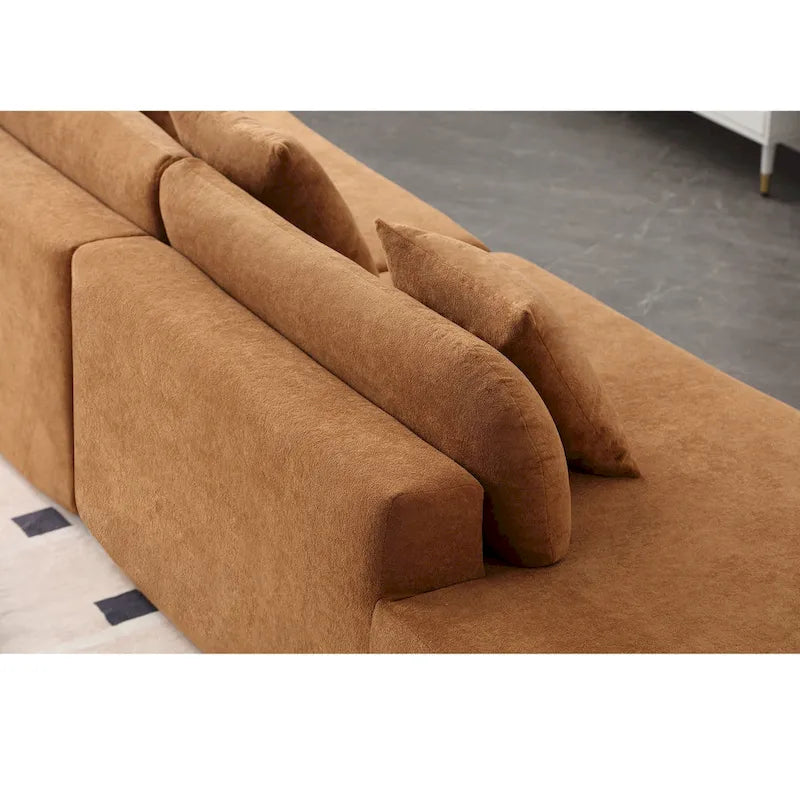 [NEW ARRIVED] [VIDEO PROVIDED] Modern curved combination sofa, terrycloth fabric sofa, minimalist sofa in living room, apartment