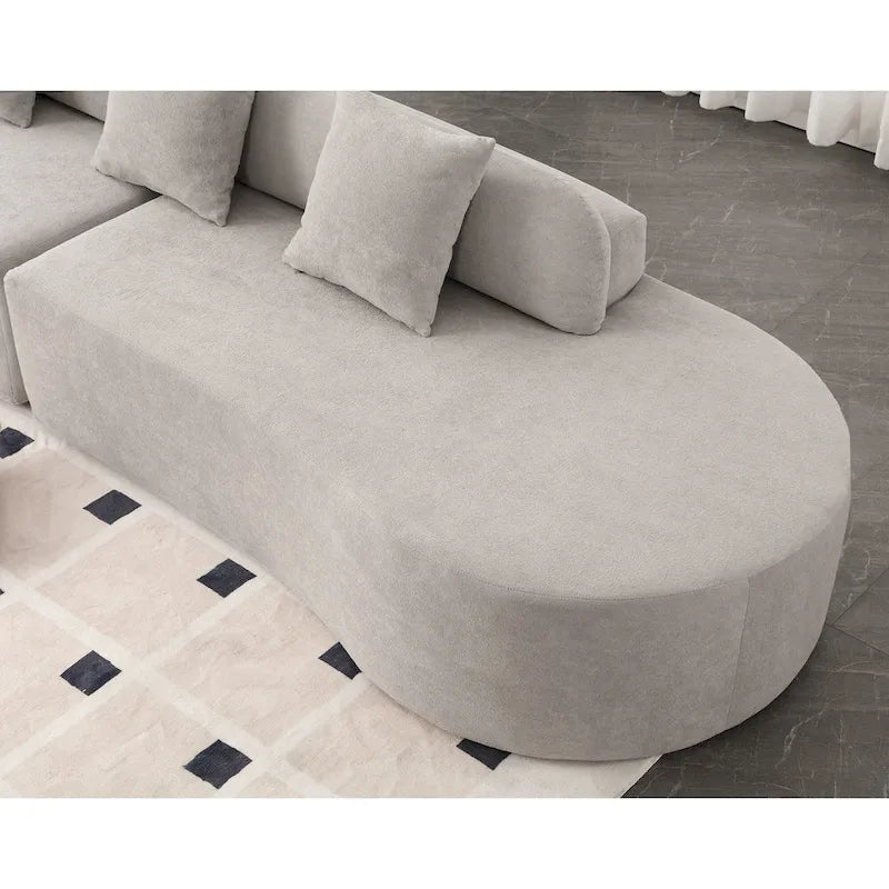 [NEW ARRIVED] [VIDEO PROVIDED] Modern curved combination sofa, terrycloth fabric sofa, minimalist sofa in living room, apartment