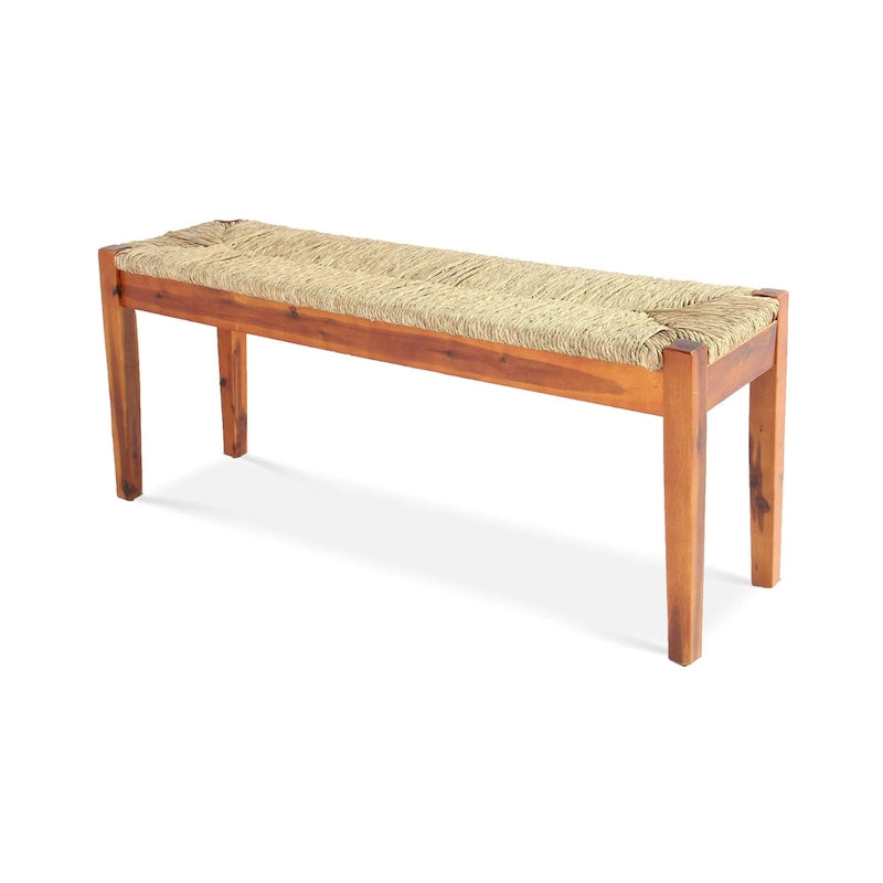 M4H Nessie Solid Wood Natural Seagrass Indoor Bench