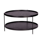 SEI Furniture Vaquero Mid Century Modern Round Wood Grain Two Tier Coffee Table