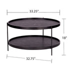 SEI Furniture Vaquero Mid Century Modern Round Wood Grain Two Tier Coffee Table