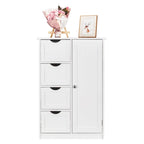 Single Door Bathroom Storage Cabinet with 4 Drawers White