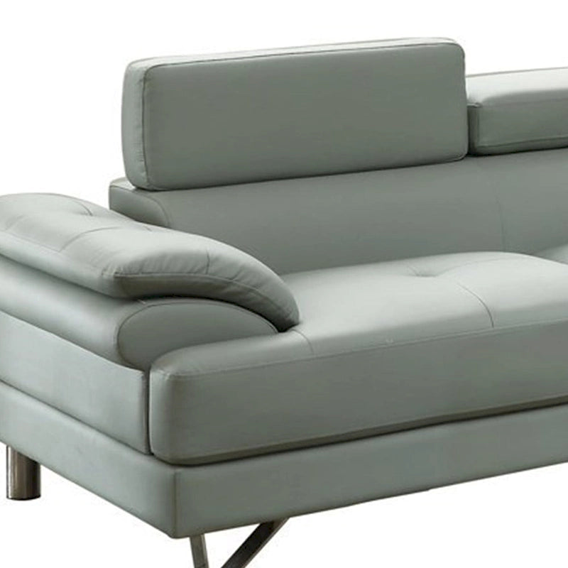 Faux Leather 2 Piece Sectional In Gray