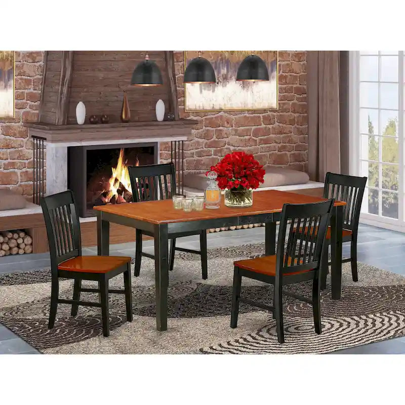 East West Furniture Kitchen Table Set Consist of a Rectangle Dining Table with Butterfly Leaf and Dining Chairs (Pieces Options)