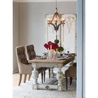 A&B Home Distressed White Wood Base Dining Table