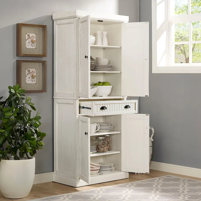 Crosley Seaside Distressed White Kitchen Pantry
