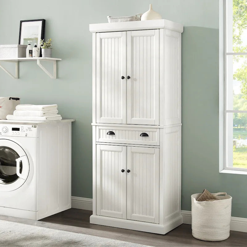 Crosley Seaside Distressed White Kitchen Pantry