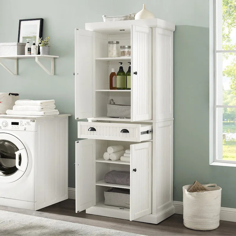 Crosley Seaside Distressed White Kitchen Pantry