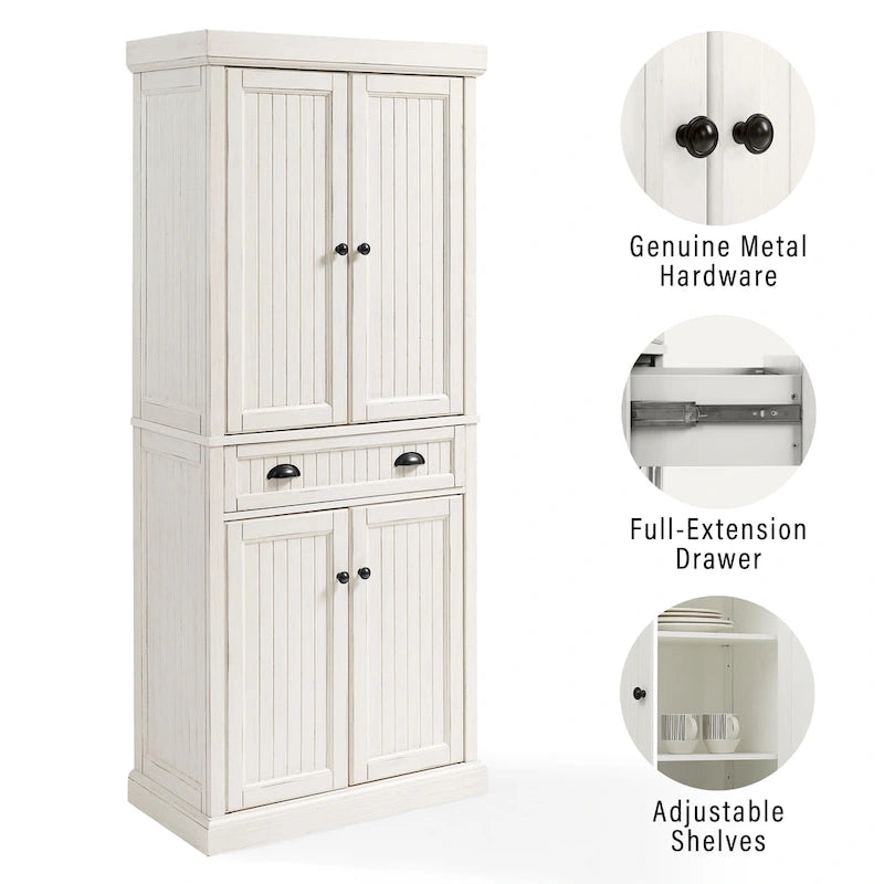 Crosley Seaside Distressed White Kitchen Pantry