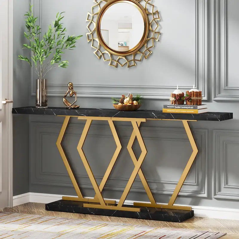 70.9 Inch Long Sofa Console Table for Entryway,Modern Hallway Accent Tables with Stylish Metal Legs