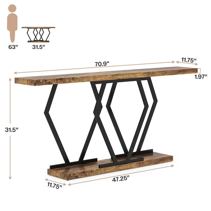 70.9 Inch Long Sofa Console Table for Entryway,Modern Hallway Accent Tables with Stylish Metal Legs