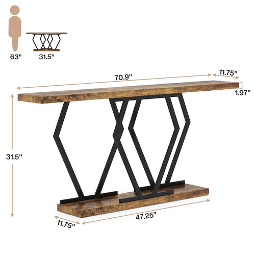 70.9 Inch Long Sofa Console Table for Entryway,Modern Hallway Accent Tables with Stylish Metal Legs