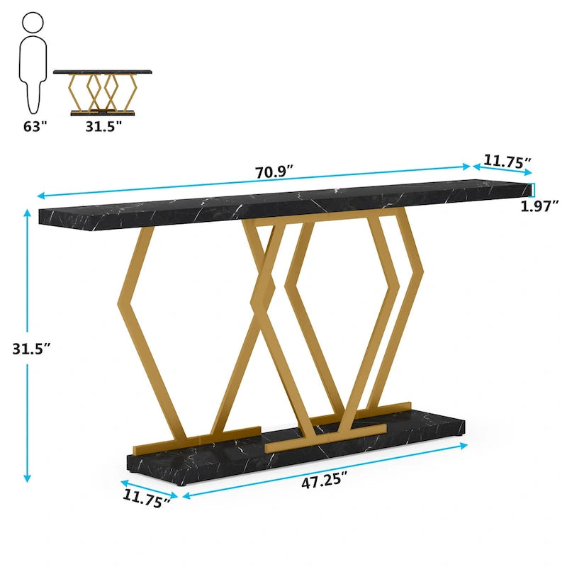 70.9 Inch Long Sofa Console Table for Entryway,Modern Hallway Accent Tables with Stylish Metal Legs