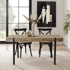 Oak Finish Manufactured Wood 6-Person Dining Table with Black Metal Legs - 30 H x 63 W x 35.5 D