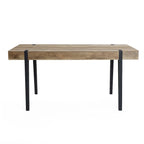 Oak Finish Manufactured Wood 6-Person Dining Table with Black Metal Legs - 30 H x 63 W x 35.5 D