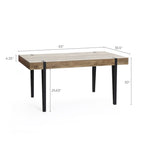 Oak Finish Manufactured Wood 6-Person Dining Table with Black Metal Legs - 30 H x 63 W x 35.5 D
