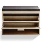 Rattan Shoe Rack Hallway Shoes Srorage Bench with Flip-Drawer and Seat Cushion