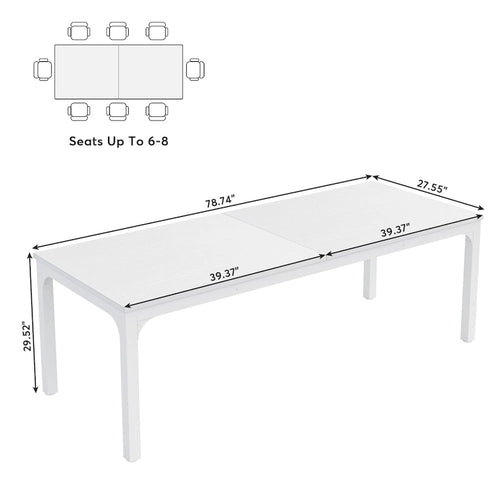 78.74 Inches Industrial Rectangular Dining Table with Heavy-Duty Metal Legs (Only Table)