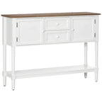 HOMCOM Console Table with Drawers, Vintage Entryway Table with 2 Drawers, Cabinets and Bottom Shelf, White