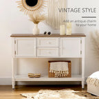 HOMCOM Console Table with Drawers, Vintage Entryway Table with 2 Drawers, Cabinets and Bottom Shelf, White