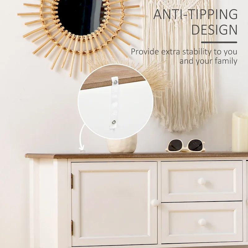 HOMCOM Console Table with Drawers, Vintage Entryway Table with 2 Drawers, Cabinets and Bottom Shelf, White