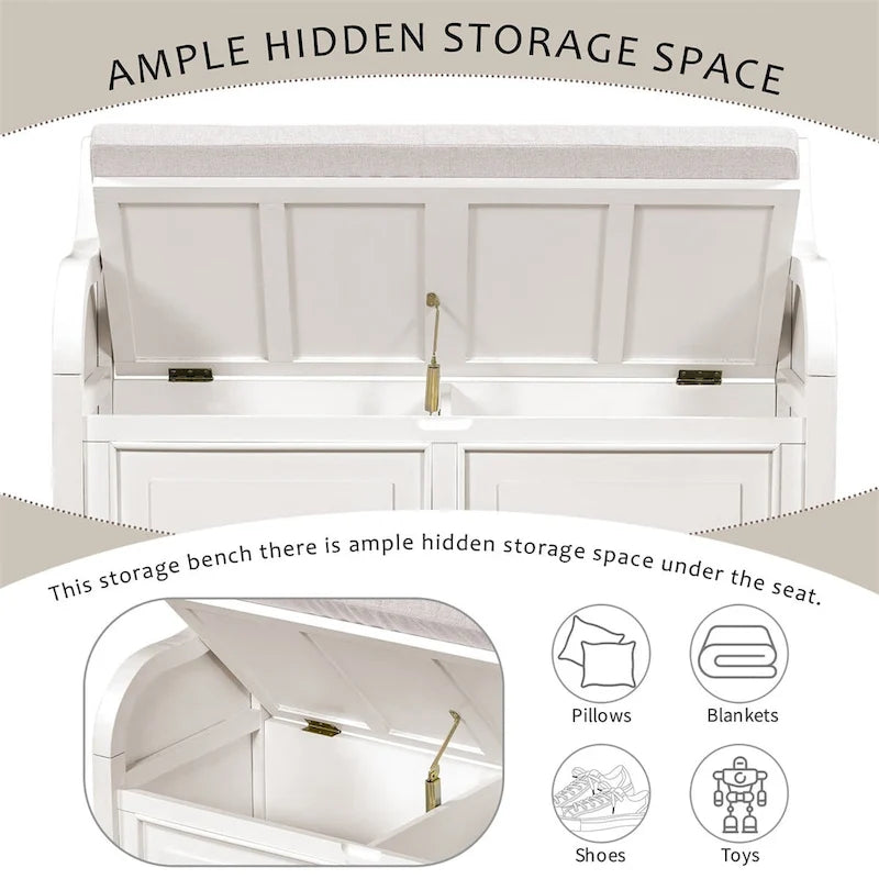 Merax 42 Rustic Style Solid wood Entryway Multifunctional Storage Bench